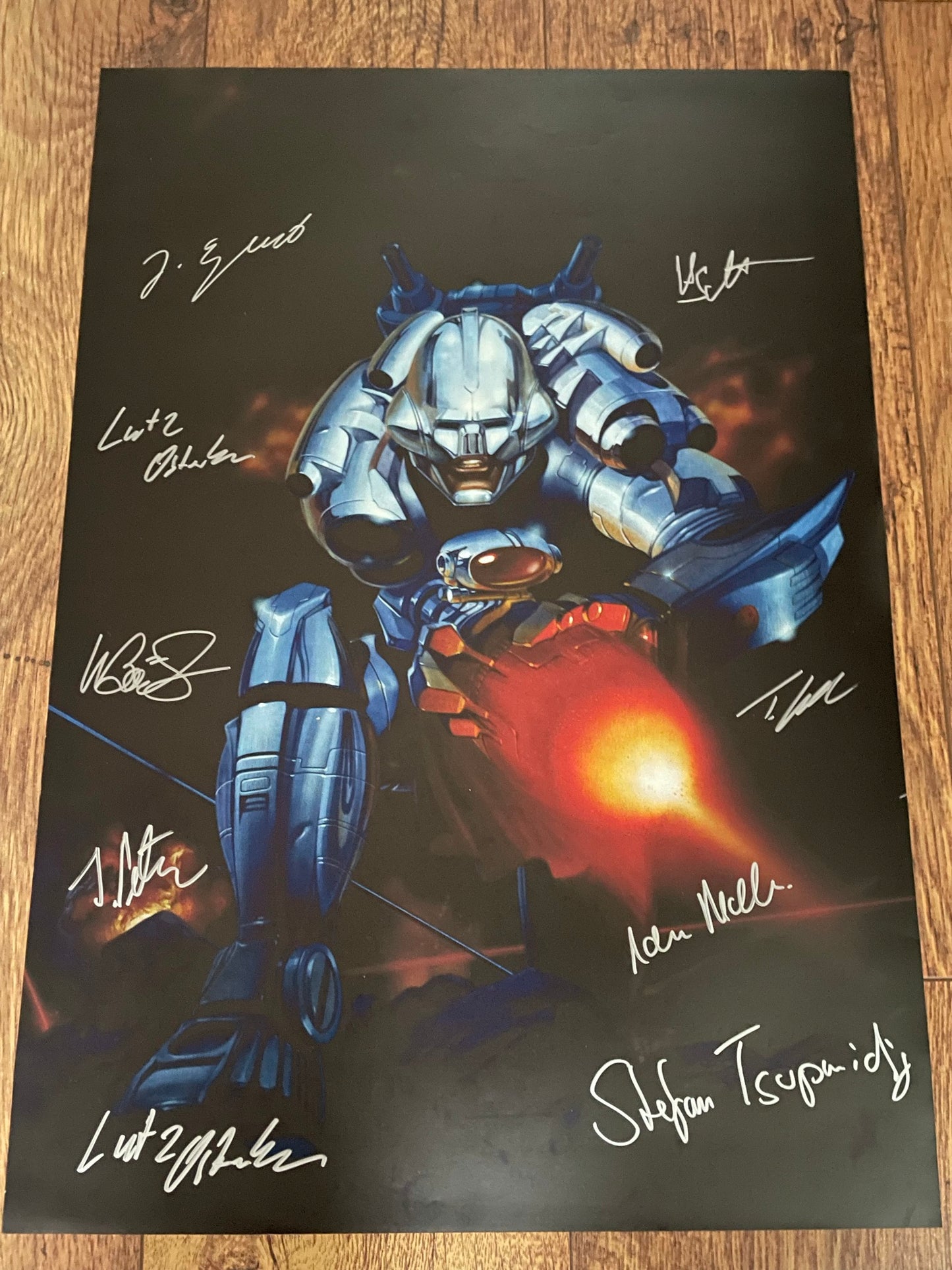 TURRICAN 'Signed' A2 Poster - signed by Factor 5 Julian Eggebrecht, Holger Schmidt, Thomas Engel, Achim Moller, Lutz Osterkorn, Willi Baecker