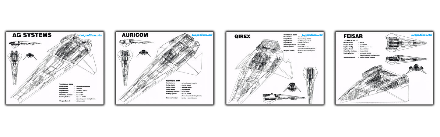 Wipeout 4 x A6 Postcard set