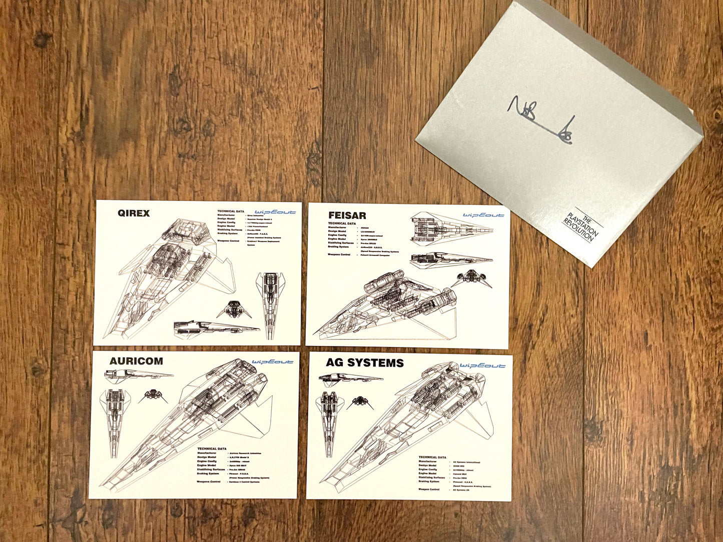 Wipeout 'Signed' 4 x A6 postcard set by Nick Burcombe