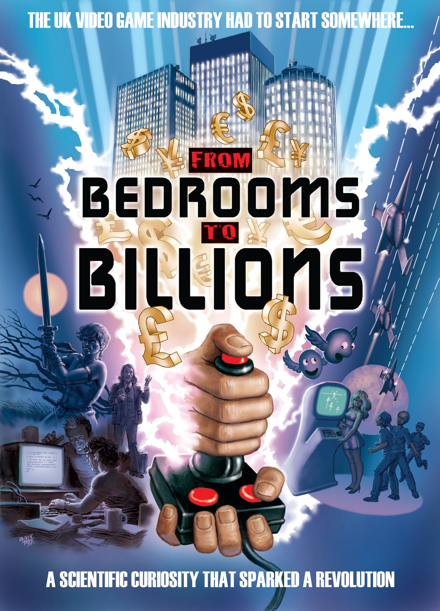 From Bedrooms to Billions A2 film poster designed by Oliver Frey